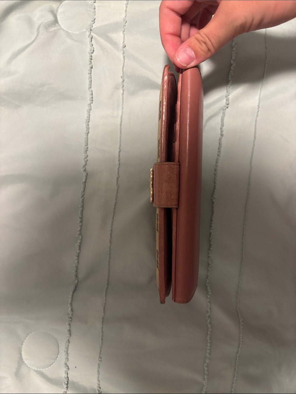 Gucci Brown Monogram Continental Wallet with Pink Trim and Gold Heart Plaque - Picture 7 of 12